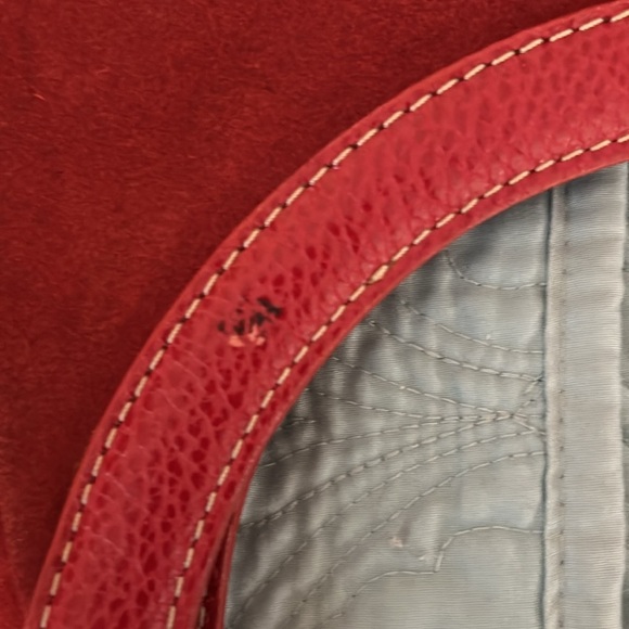 J. McLaughlin Red Suede Bag Leather Braided Handles RARE All Red - Picture 7 of 16